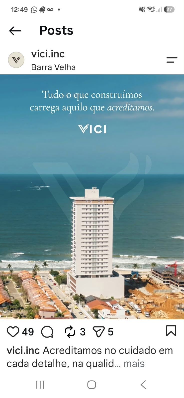 Apartamento na planta a 70m do mar - Barra Velha